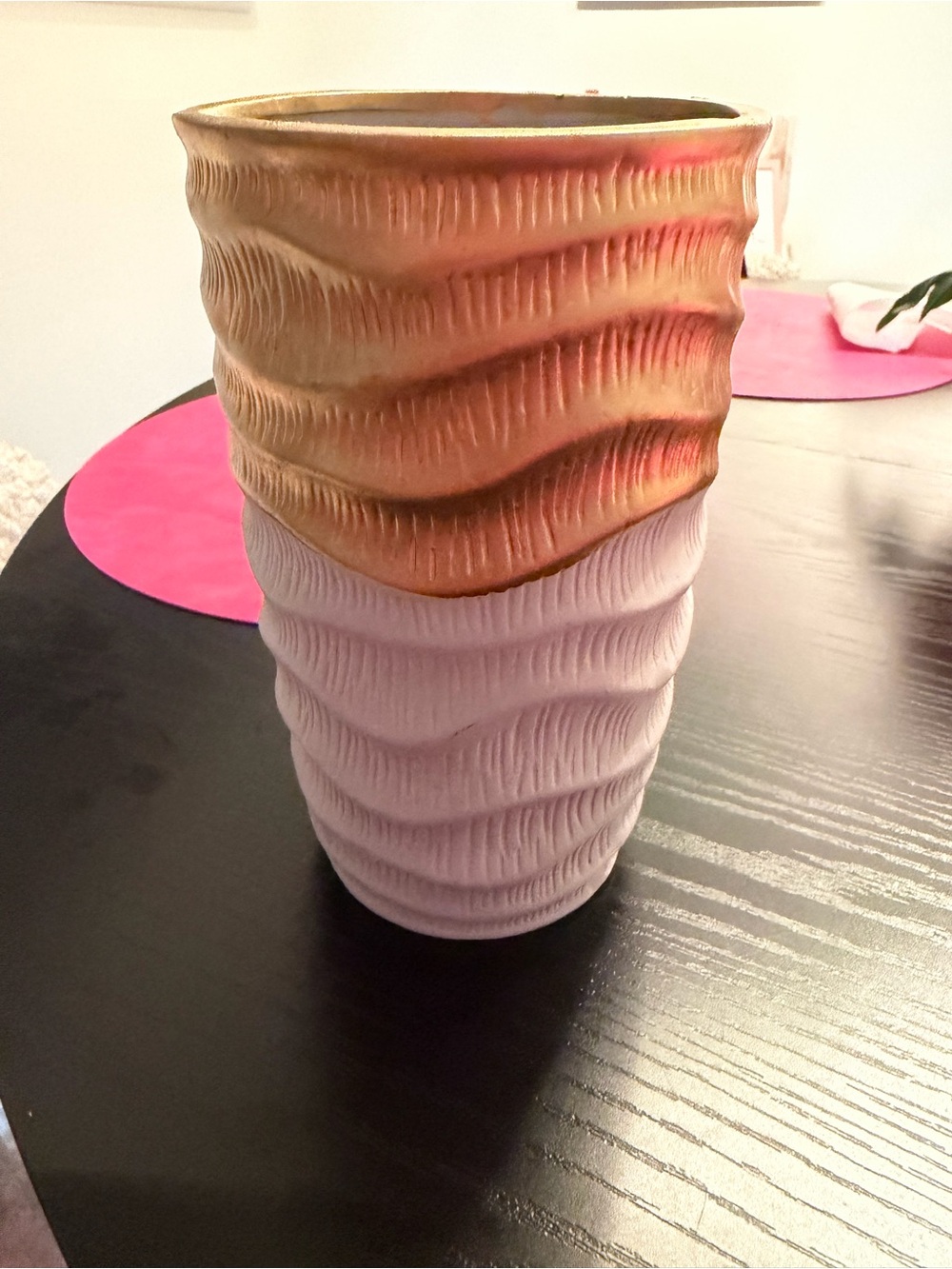 Decorative Two-Tone Ceramic Vase - White and Gold
